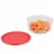 Home Basics Round 55 oz. Borosilicate Glass Food Storage Container with Red Lid Perspective: bottom