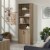 Pemberly Row Modern 4-Shelf Wood Bookcase with Doors in Summer Oak Perspective: bottom