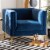 Bowery Hill Navy Blue Velvet Gold Finished Armchair Perspective: bottom