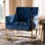 Bowery Hill Navy Velvet Upholstered Gold Finished Lounge Chair Perspective: bottom
