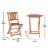 Martindale 3 Piece Folding Patio Bistro Set, Indoor/Outdoor Acacia Round Wood Table and 2 Perspective: bottom