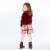 Hooded Long Sleeve Dress Burgundy And Pink Plaid Perspective: bottom