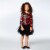 Plaid Dress With Long Sleeves And Mesh Skirt Perspective: bottom