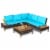 4PCS Acacia Wood Patio Furniture Set Rattan Conversation Set w/ Turquoise Cushions Perspective: bottom