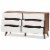 Levan Home Modern 6 Drawer Double Dresser in White and Walnut Perspective: bottom