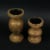 Set of 2 Turned Wood and Metal Pedestal Pillar or Votive Candle Holders Perspective: bottom