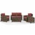 5-Piece Outdoor Wicker Loveseat, Two Arm Chairs, Side Table & Glass Top Table Perspective: bottom