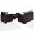 3 Piece Outdoor Wicker Seating Set With Gray Cushions - Loveseat, Chair & Glass Top Table Perspective: bottom