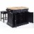 Butcher Block Top Kitchen Island In Black With 24  Black Upholstered Square Seat Stools Perspective: bottom