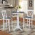 30  Round Wood Bar Height Table With 2 X-back Stools in White/Heather Gray Perspective: bottom