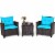 Costway 3PCS Patio Rattan Furniture Set Cushioned Conversation Set Sofa Turquoise Perspective: bottom