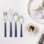 Hampton Forge Tomodachi Dali Flatware Set - Estate Blue/Silver Perspective: bottom