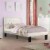 Silky & Sheeny Wooden Full Bed With Light Bone PU Tufted Head Board, White Finish- Saltoro Perspective: bottom