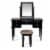 Poundex Wood Vanity Set with Stool and Mirror in Galaxy Black Perspective: bottom