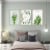 Framed Canvas Wall Paintings-Nordic Green Leaves Pink Flower-Aesthetic Prints for Décor Perspective: bottom