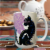 15oz Ceramic Coffee Mug - Black Cat Purple Blue Floral - Dia De Los Muertos - Day Of The Dead Perspective: bottom