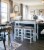 New Ridge Home Goods Traditional Wood Sofa Table with Two Stools in White Perspective: bottom
