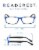 Readerest Blue/Black Reading Glasses, 0.00 Magn. Computer Glasses, Anti Glare, Eyestrain, UV Perspective: bottom