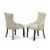 5Pc Dining Set -Round Table & Four Double X Back Linen Seat Chairs, Linen White Perspective: bottom