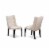 3-Pc Set 1 Table & 2 Cream Linen Fabric Dining Padded Chairs Back - Black Perspective: bottom