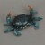 Hand Painted Metal Blue Crab Trinket Box With Hinged Lid 9.5 Inches Long Perspective: bottom