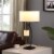 28.5 In Contemporary Dual Black Arc With Hanging Pendelum Lamp Metal Table Lamp Perspective: bottom