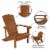 3 Piece Charlestown Teak Poly Resin Wood Adirondack Chair Set with Fire Pit - Star and Moon Perspective: bottom