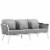 Stance 4 Piece Outdoor Patio Aluminum Sectional Sofa Set - White Gray Perspective: bottom