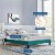 Reign Queen Performance Velvet Platform Bed Frame Teal Perspective: bottom