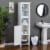 Glitzhome 65.55 Inch White Bathroom Free Standing Cabinet with 3-Shelf and 1 Shutter Door Perspective: bottom