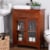 Glitzhome 32 Inch Tall Wooden Shelved Floor Storage Cabinet with 1 Drawer and Double Doors Perspective: bottom
