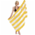 TowelSoft Premium Cabana Stripe 100% Cotton Terry Velour Beach Towel 35 inch x 60 inch-Yellow Perspective: bottom