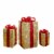 Northlight Set of 3 Lighted Tall Gold Gift Boxes with Red Bows Christmas Outdoor Decorations Perspective: front