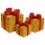 Northlight Set of 3 Gold and Red Gift Boxes with Bows Lighted Christmas Outdoor Decorations Perspective: front