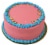Bakery Fresh Double Layer Chocolate Cake with Pink and Blue Icing Perspective: front