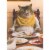 Avanti Fat Cat Asleep At Table Funny / Humorous Thanksgiving Card Perspective: front