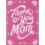 Avanti Thank You Mom: Swirling White Letters and Flower Border on Pink Mother's Day Card Perspective: front