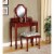 Makeup Vanity Set With Mirror, Reddish Brown- Saltoro Sherpi Perspective: front