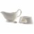 Norpro Porcelain Gravy Sauce Serving Boat with Stay Warm Candle Heated Stand - White Perspective: front