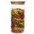 Blue Donuts Glass  40 Oz Food Storage Containers with Wood Airtight Lids Perspective: front