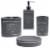 Blue Donuts Grey 4 Piece Paris Bathroom Accessories Set Soap Dispenser Toothbrush Holder Soap Perspective: front