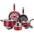 T-Fal B039SE64 Excite 14-Piece Non-stick Cookware Set Red Perspective: front