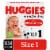 Huggies Snug and Dry Baby Diapers Size 1 Perspective: front