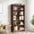Tribesigns Six Tier Tall Bookcase Floor Standing Five Shelf Library Bookcase for Home Office Perspective: front
