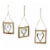 Set of 3 Wood Framed Open Work Metal Heart Wall Hangings W/ Rope Hangers Perspective: front