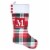 Holiday Home Christmas Stocking Monogram M - Plaid Perspective: front