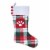 Holiday Home Christmas Stocking Monogram Paw Print - Plaid Perspective: front