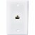 RCA White Flush Mount Plastic CAT 5E/6 Data & Phone Wall Jack TPH562R Perspective: front