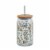 Tabletops Unlimited Smart Planet Lacey Soda Can Glass Tumbler with Bamboo Lid & Straight Straw Perspective: front