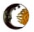 Metal Art Celestial Sun and Moon Indoor Outdoor Wall Decor Perspective: front